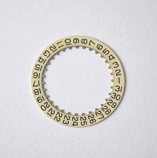 Longines L990 L994 date disc 2557 3 cream white calendar ring front view