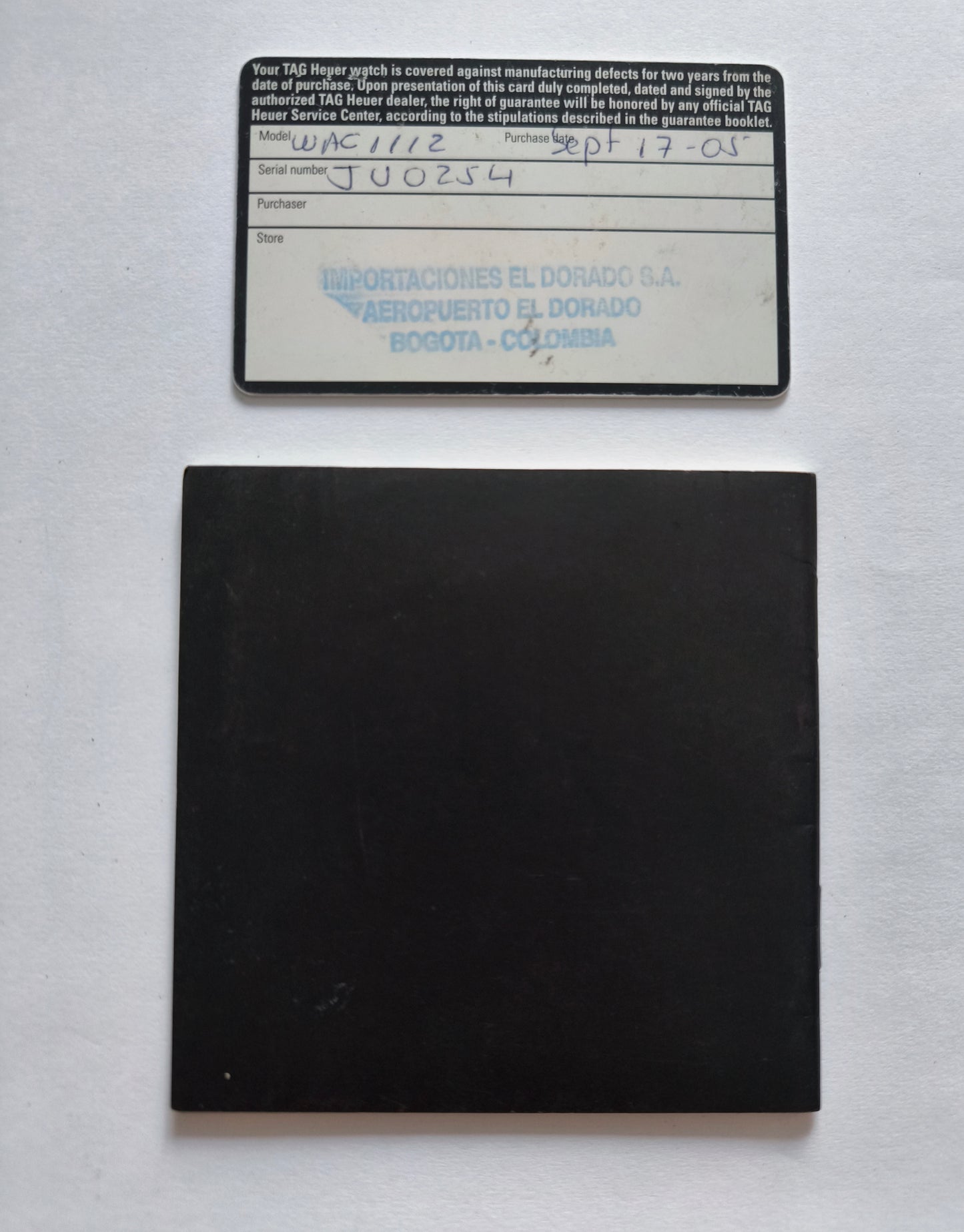 TAG HEUER Watch Guarantee Warranty Certificate Card