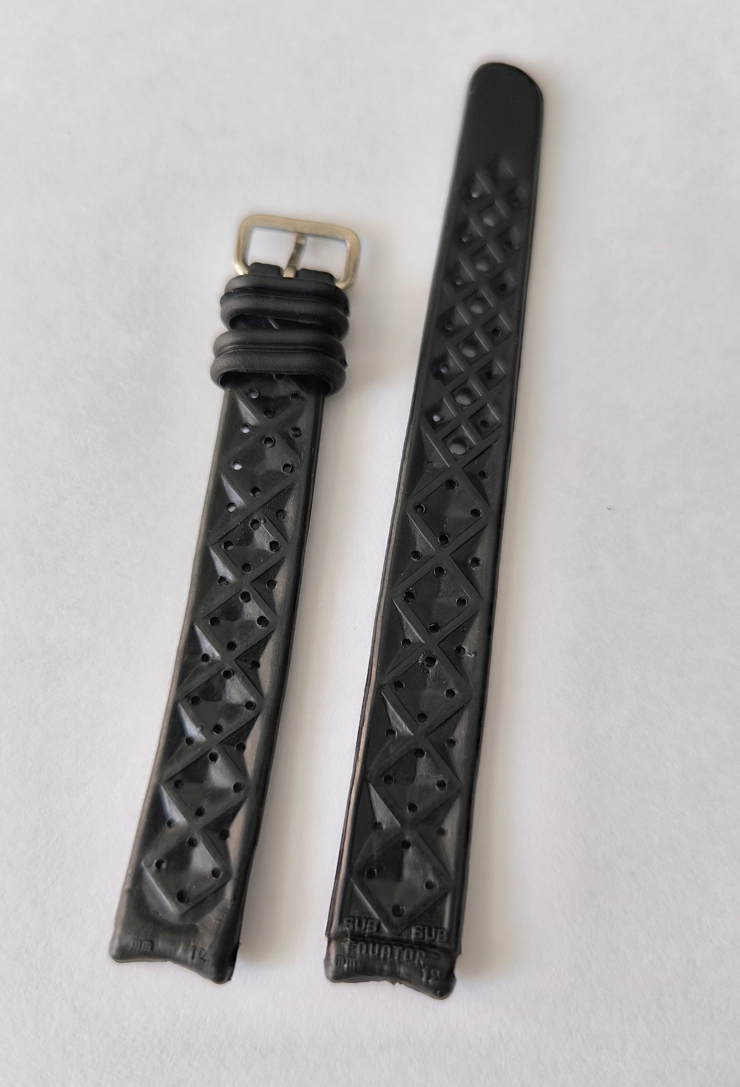 1960-70's SUB EQUATOR 12MM Black Skin Diver Rubber Strap