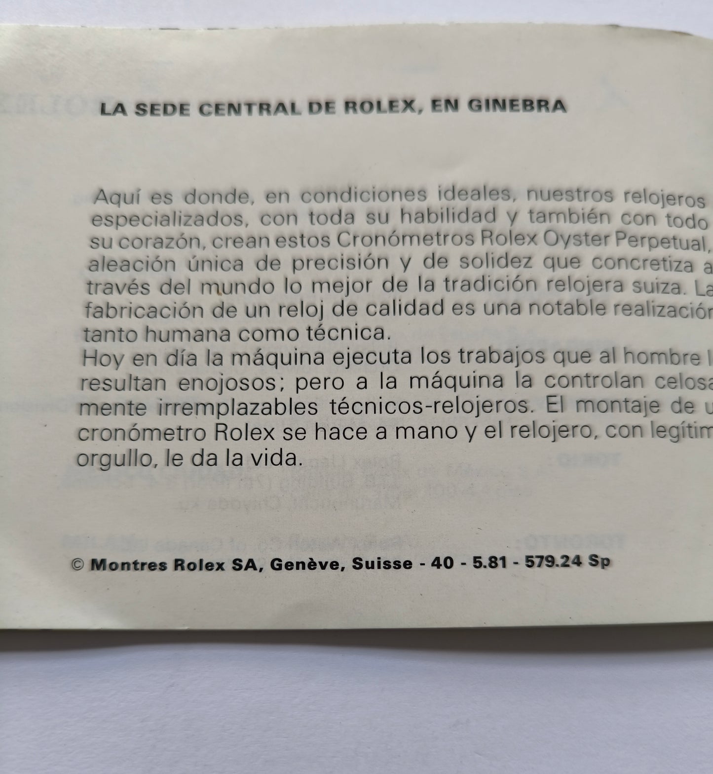 Genuine Rolex Oyster booklet - 40 - 5.81 - 579.24 Sp