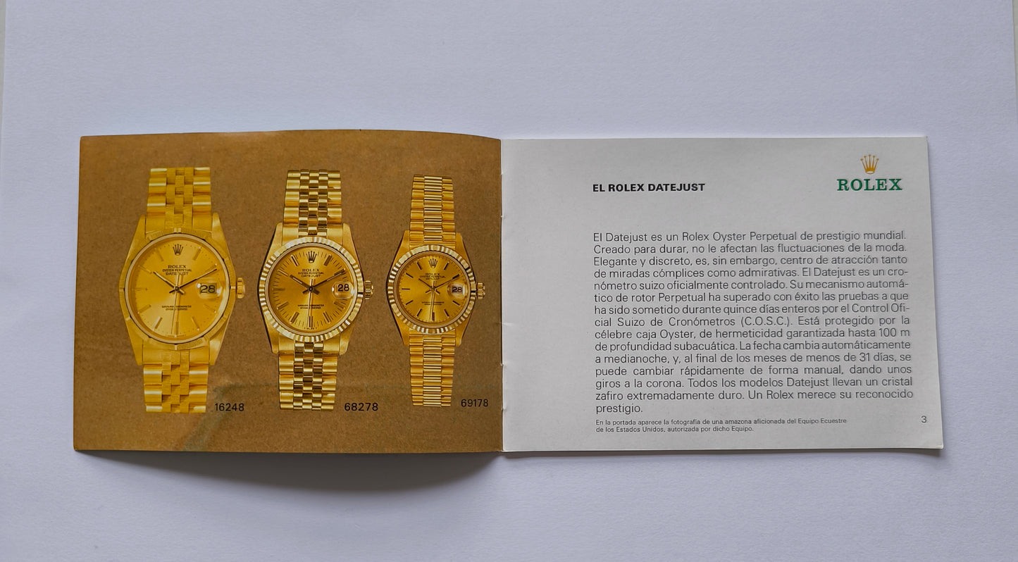 Rolex Datejust booklet 593.54 SP-10- 10.1994