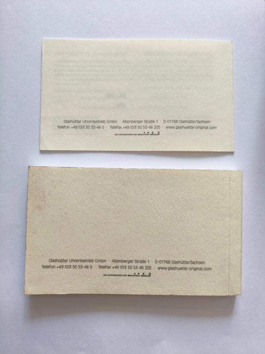 Glashutte Original PanoMaticDate PanoMaticLunar Watch Guarantee Warranty Certificate Card