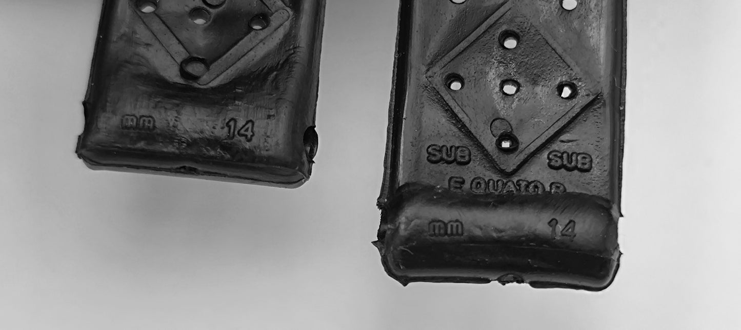 1960-70's SUB EQUATOR 14MM Black Skin Diver Rubber Strap