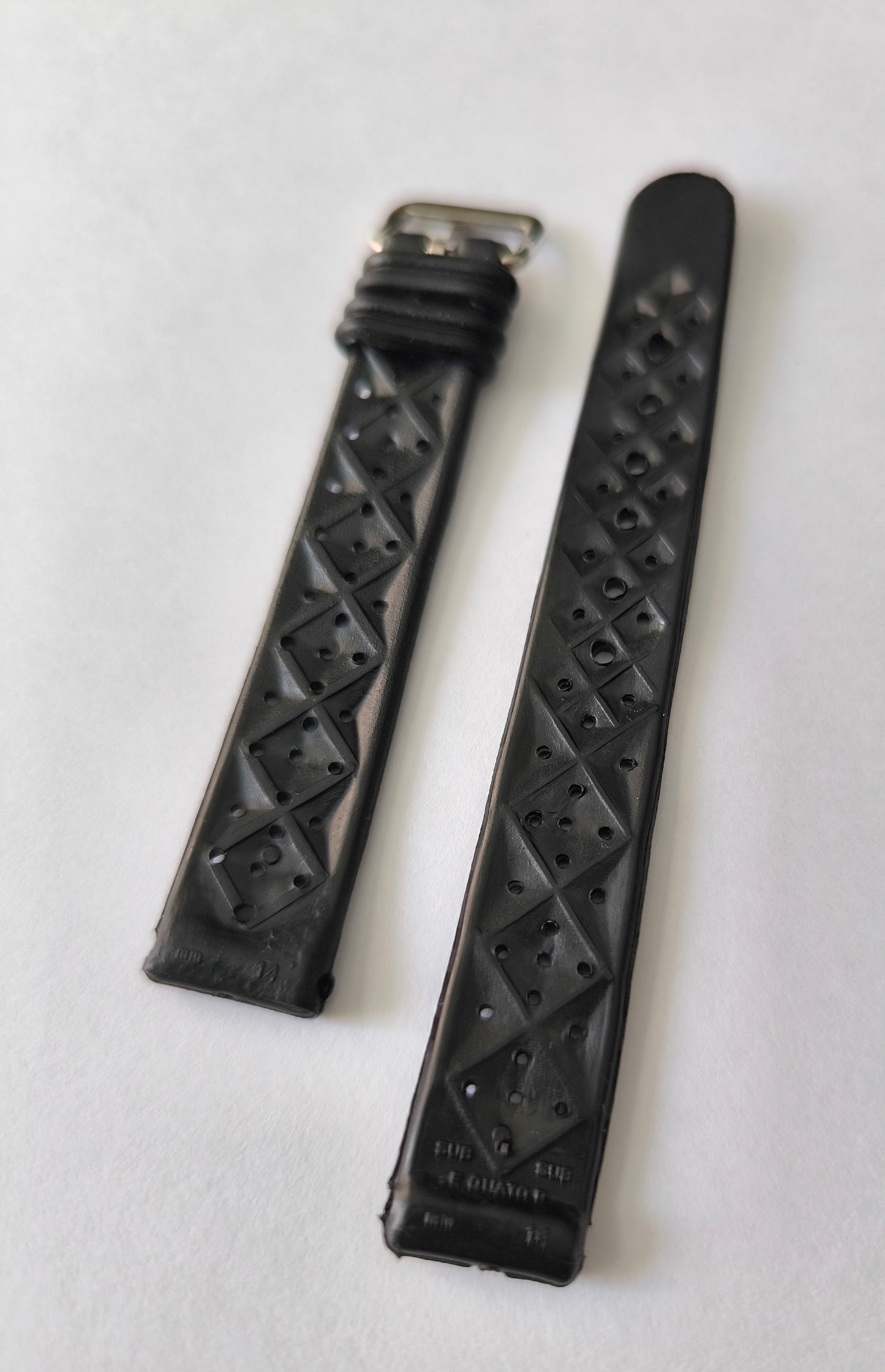 1960-70's SUB EQUATOR 14MM Black Skin Diver Rubber Strap