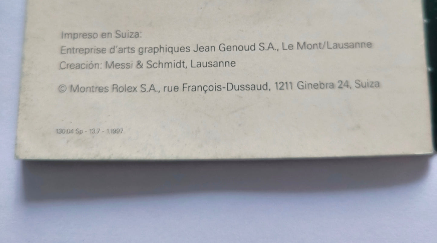 VINTAGE ROLEX OYSTER WATCH CATALOG/BOOKLET 1997