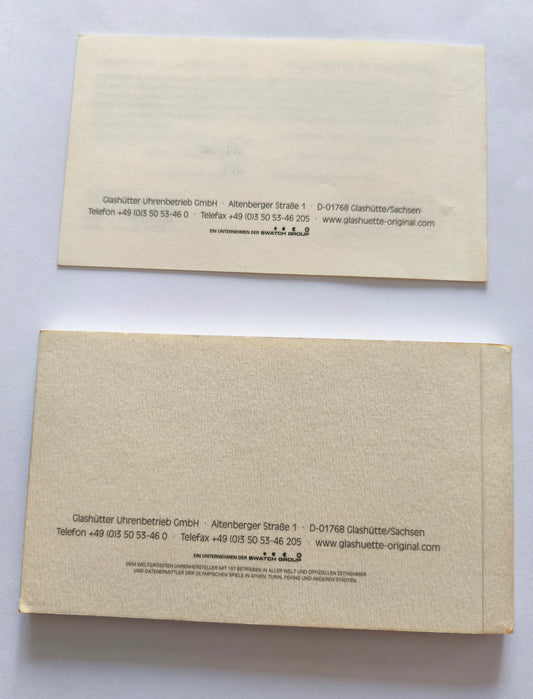 Glashutte Original PanoMaticChrono PanoGraph Watch Guarantee Warranty Certificate Card