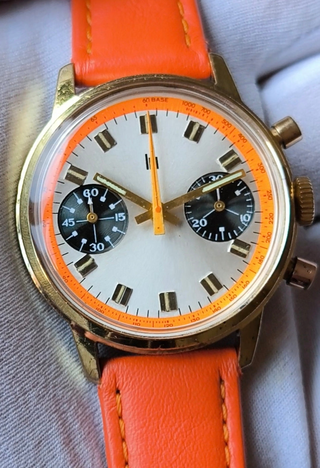 Lip Orange Paul Newman Valjoux 7733  Chronograph  Rare Vintage Watch