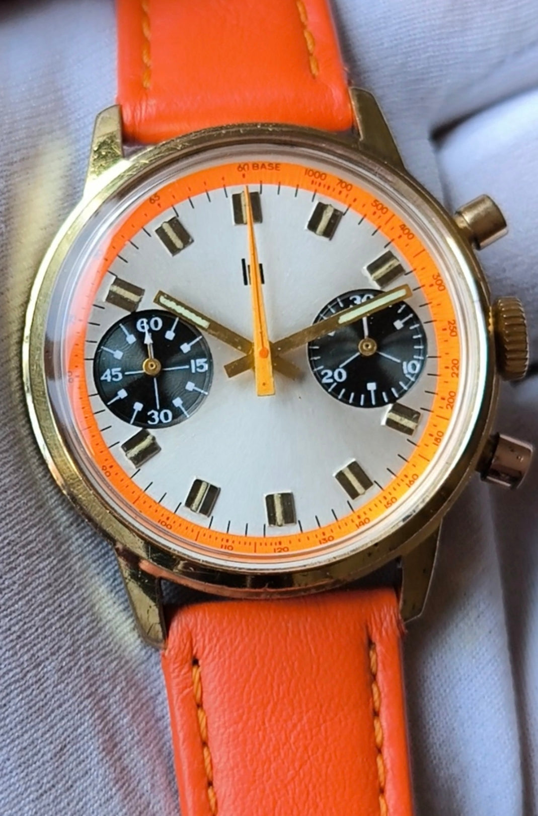 Lip Orange Paul Newman Valjoux 7733  Chronograph  Rare Vintage Watch