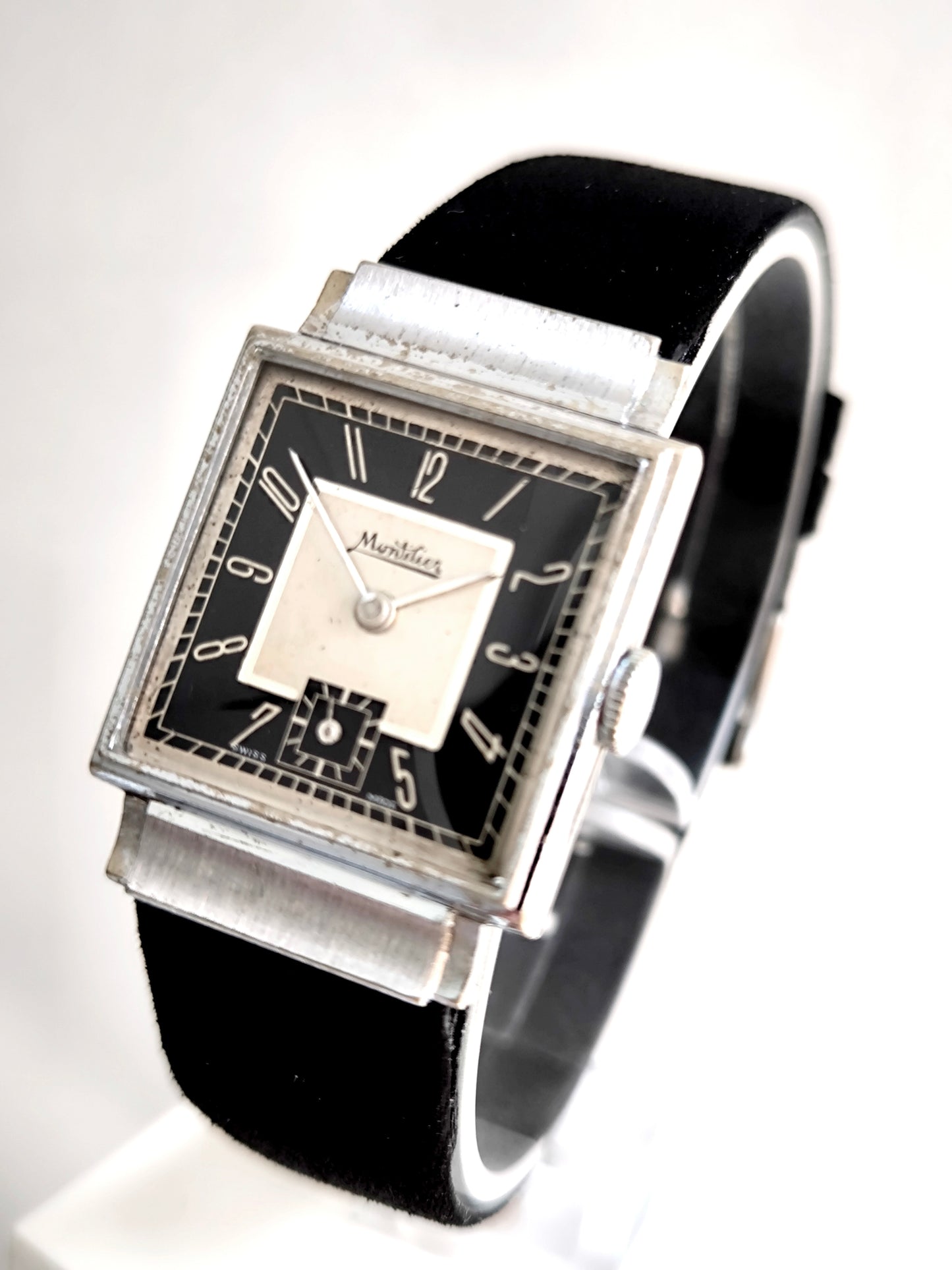 Vintage watch Montilier tank black dial art deco