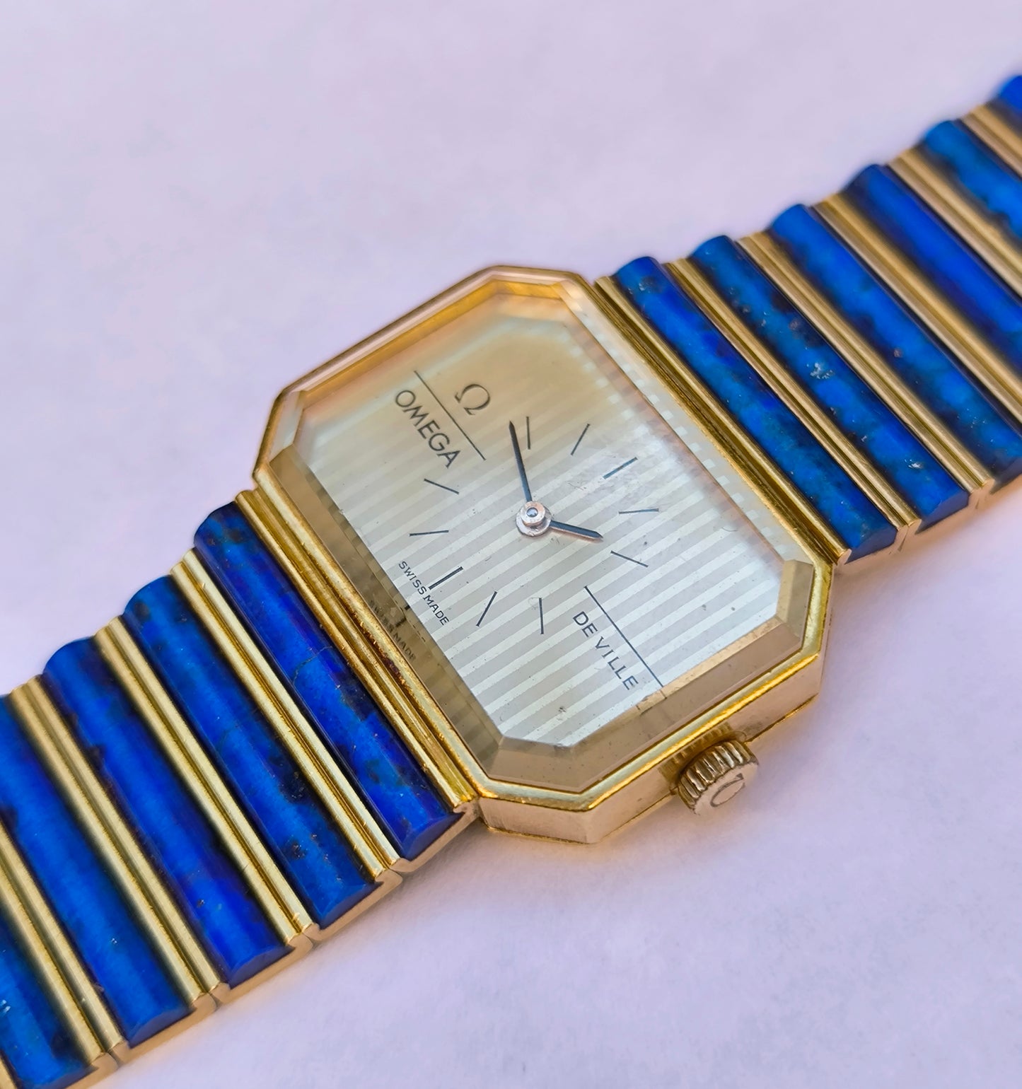 OMEGA 18K Gold Lapis Lazuli  Watch 28mm