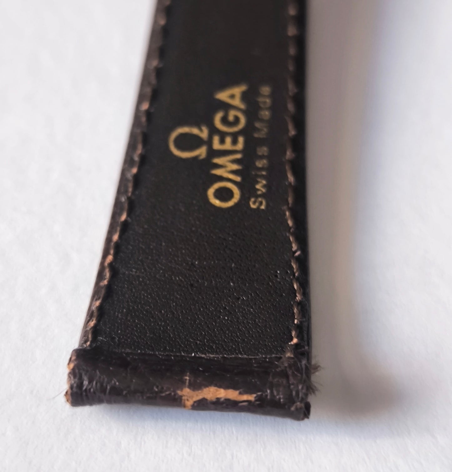 Original Omega Leather Strap – 18mm – Gold Tone Omega Buckle – Swiss Made