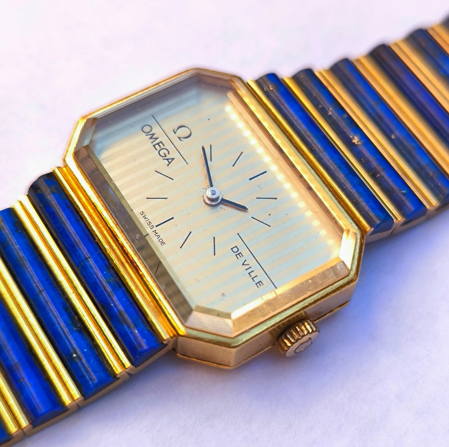 OMEGA 18K Gold Lapis Lazuli  Watch 28mm