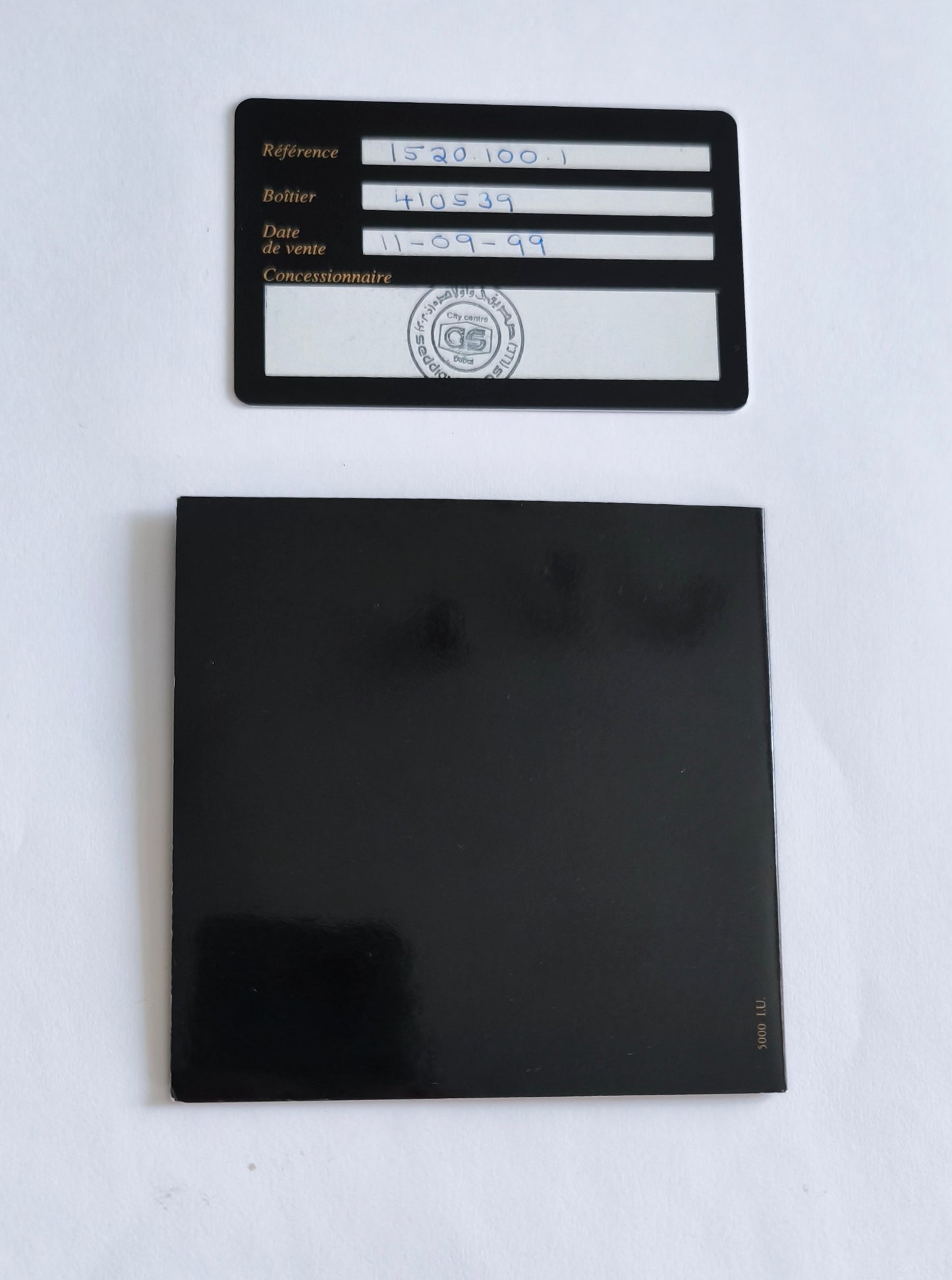 HUBLOT  Watch Guarantee Warranty Certificate Card