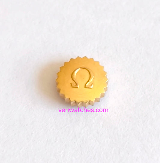 OMEGA Original Crown 6.10mm Gold Plated - Tube 2.00mm Stem 1.00mm