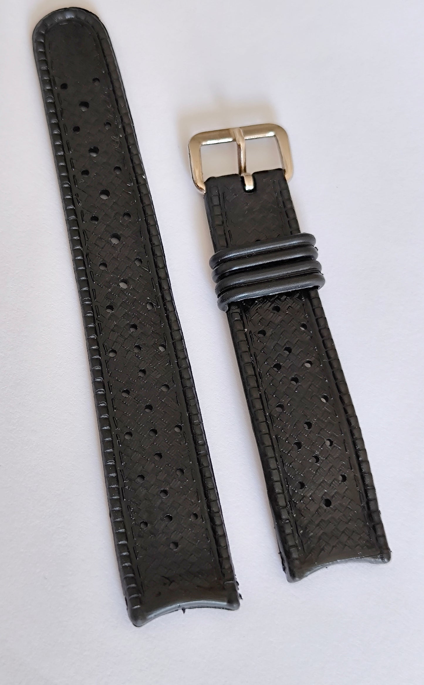 1960-70's SUB EQUATOR 19MM Curved Black Skin Diver Rubber Strap