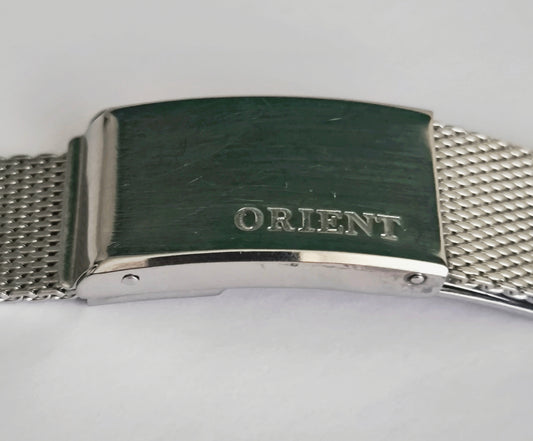 Vintage Orient stainless steel mesh watch bracelet, 18mm, signed clasp