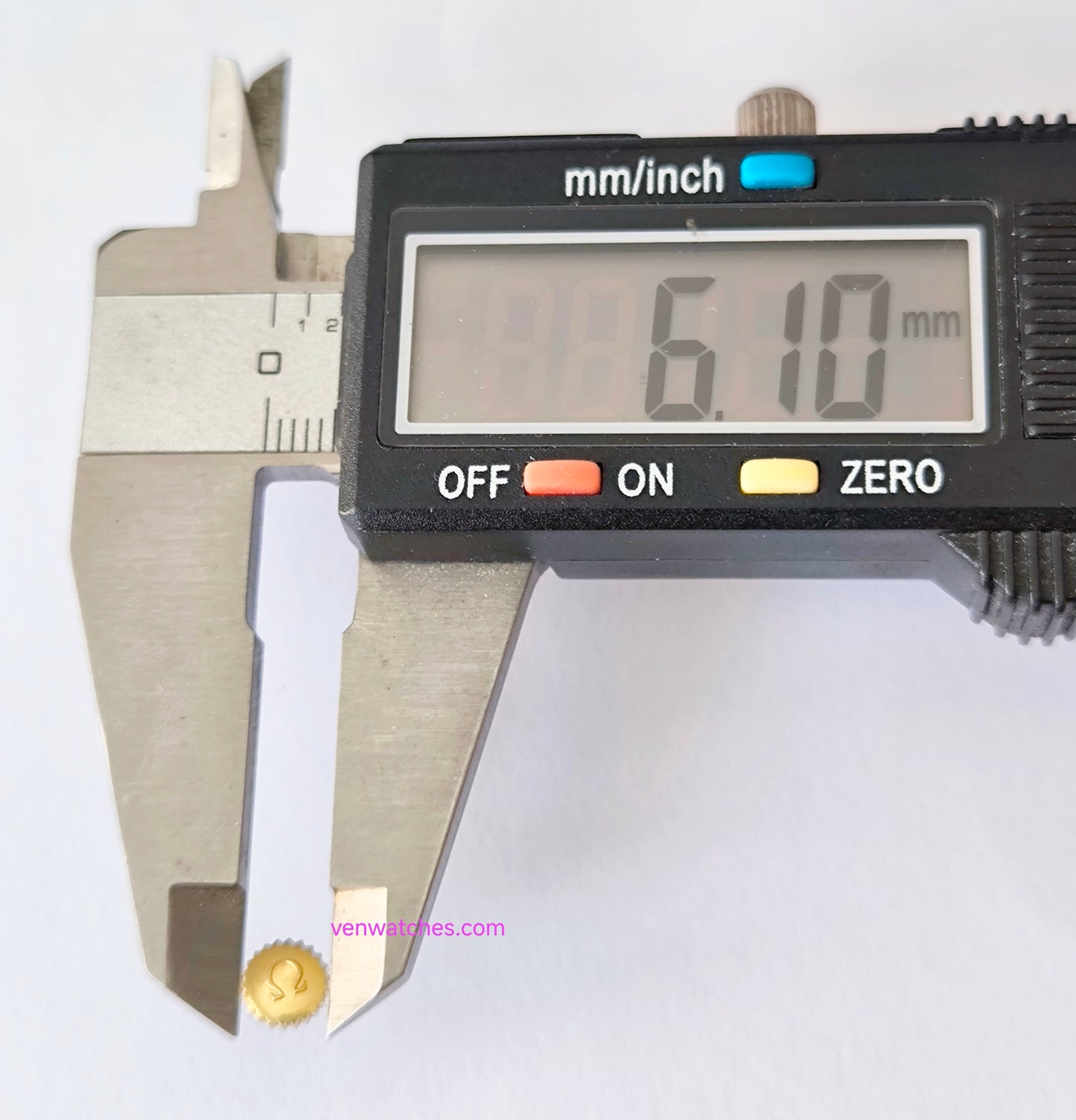 OMEGA Original Crown 6.10mm Gold Plated - Tube 2.00mm Stem 1.00mm