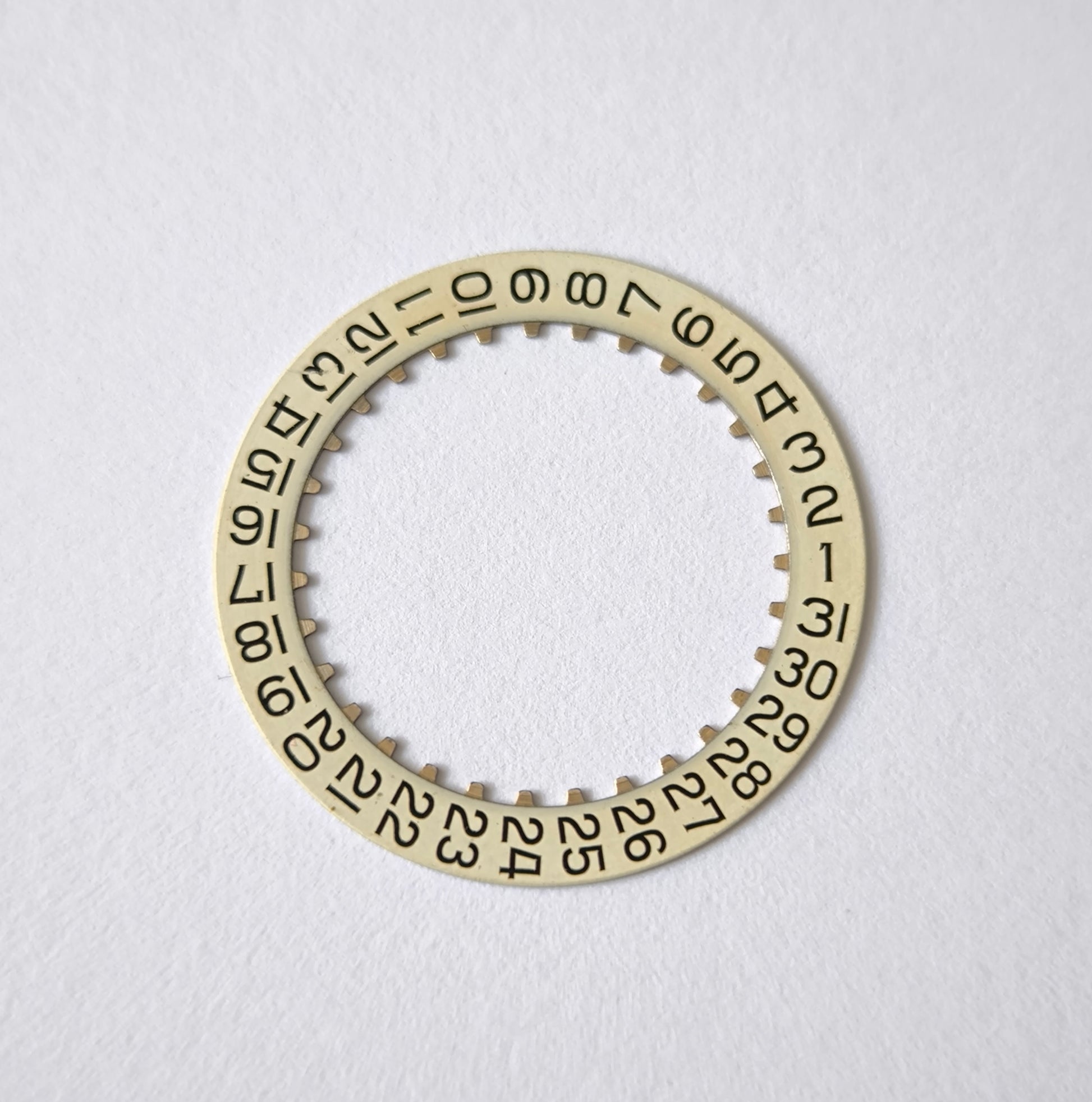 Longines L990 L994 date disc 2557 3 cream white calendar ring front view