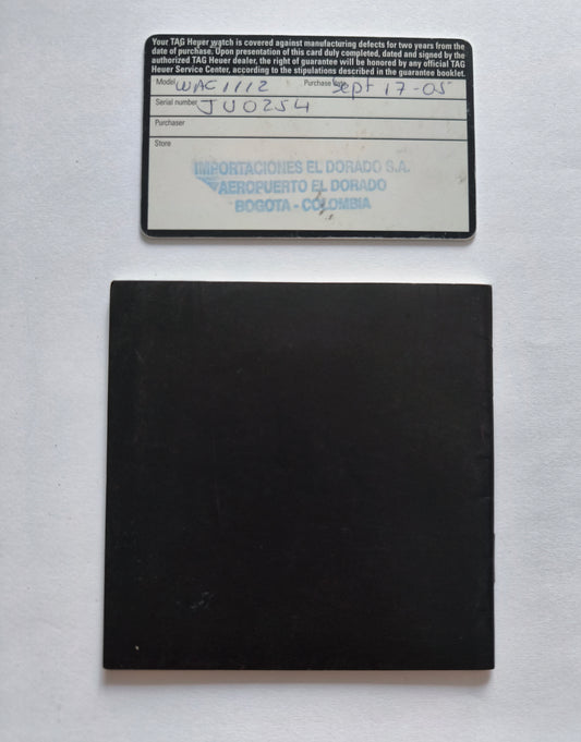 TAG HEUER Watch Guarantee Warranty Certificate Card