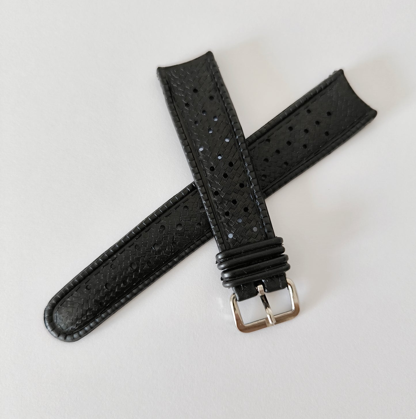 1960-70's SUB EQUATOR 19MM Curved Black Skin Diver Rubber Strap