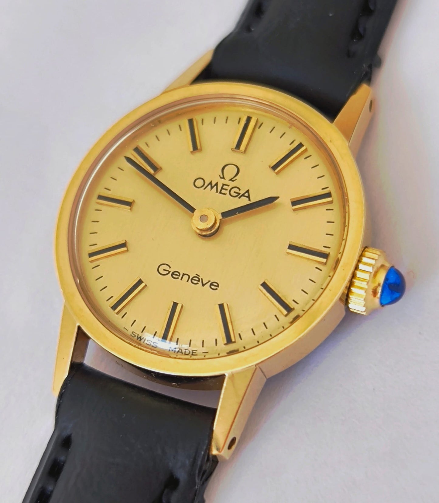 OMEGA Genève Ladies' Watch 20mm  Gold Plated - Blue Jewel Crown