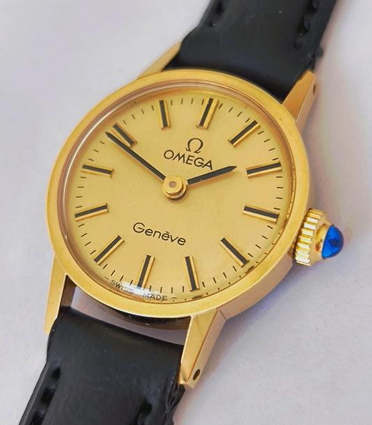 OMEGA Genève Ladies' Watch 20mm  Gold Plated - Blue Jewel Crown