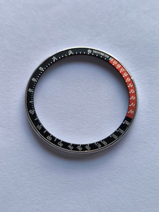Original Bezel with Insert for Seiko 6139-6000 / 6002 / 6003 / 6005 / 6009 – Pogue Black/Red Tachymeter