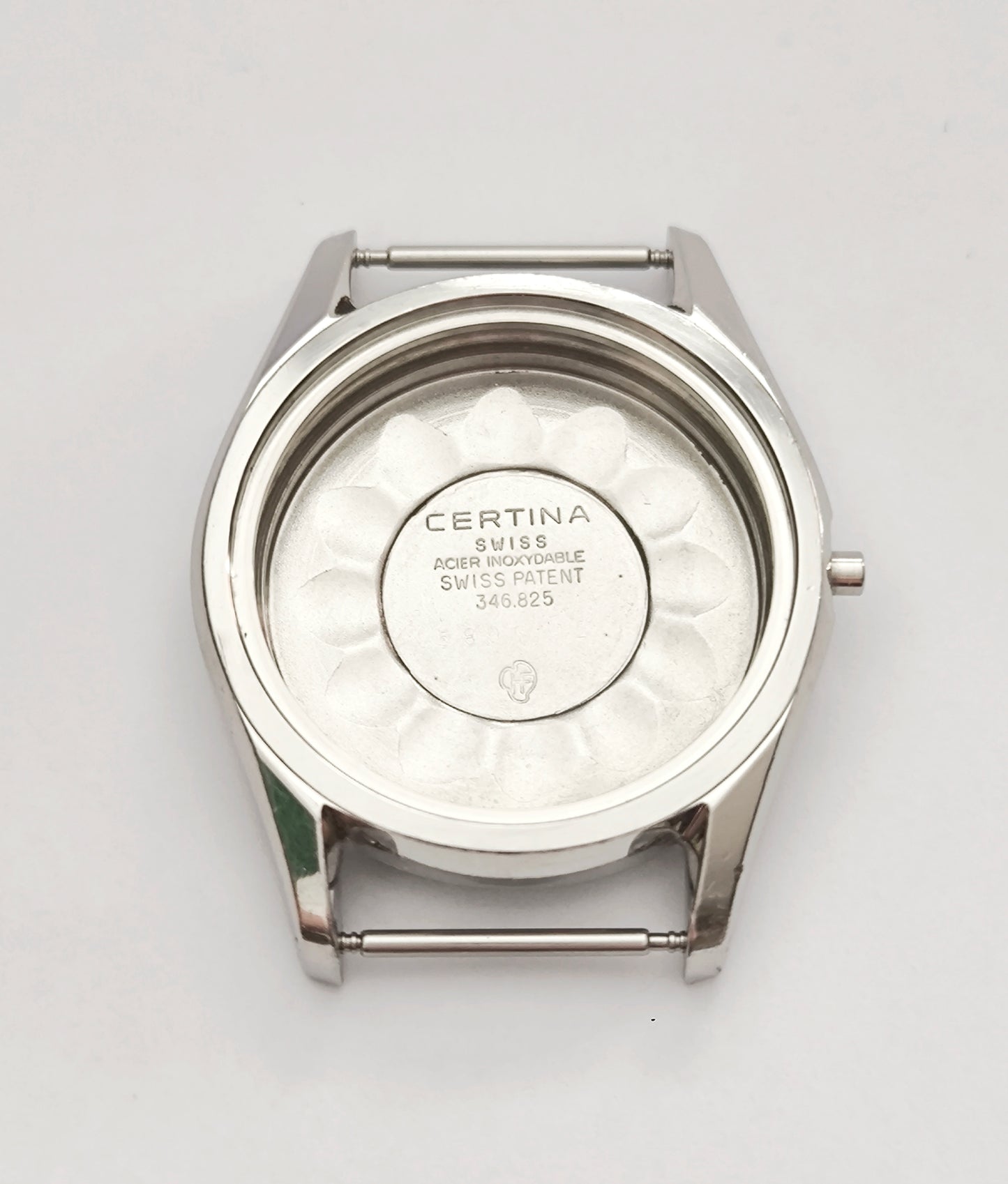 Certina DS1 Turtle caseback 346.825 stainless steel vintage watch case rear view