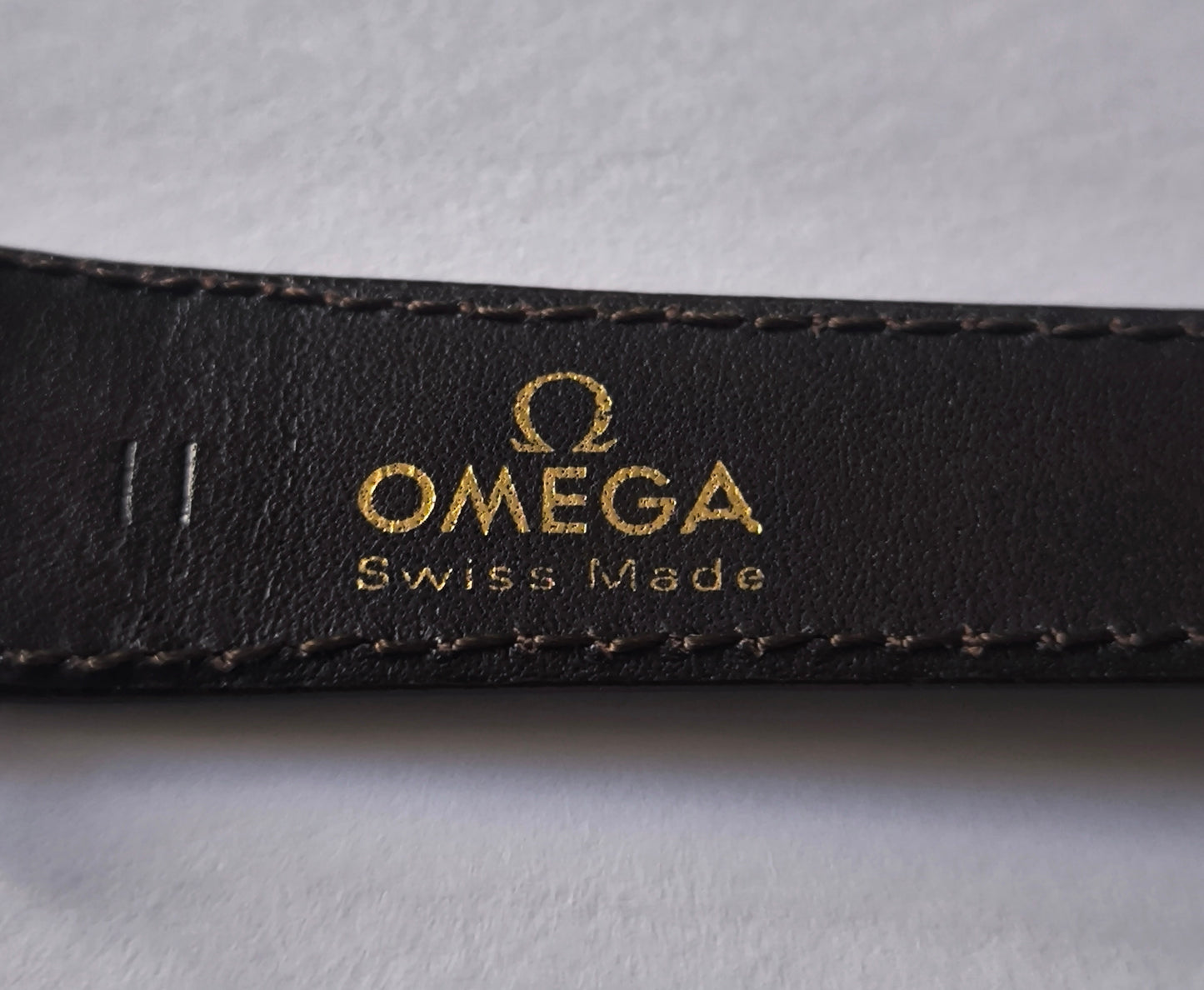 Original Omega Leather Strap – 18mm – Gold Tone Omega Buckle – Swiss Made