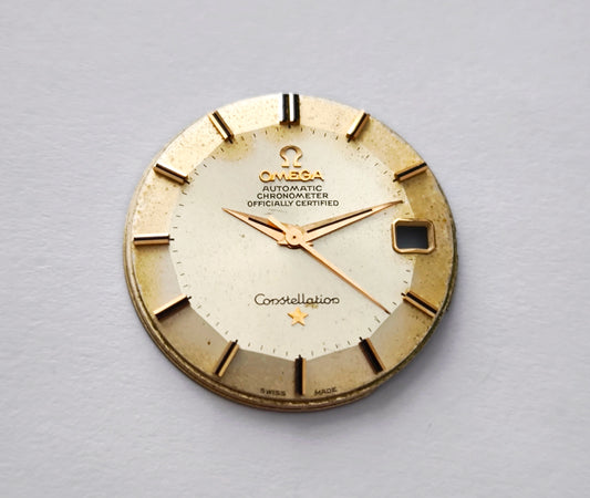 Omega Constellation pie pan dial with tropical patina and original dauphine hands