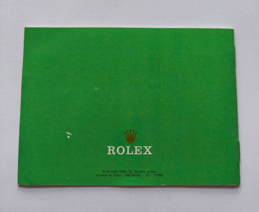 Rolex Datejust booklet 593.54 SP-10- 10.1994