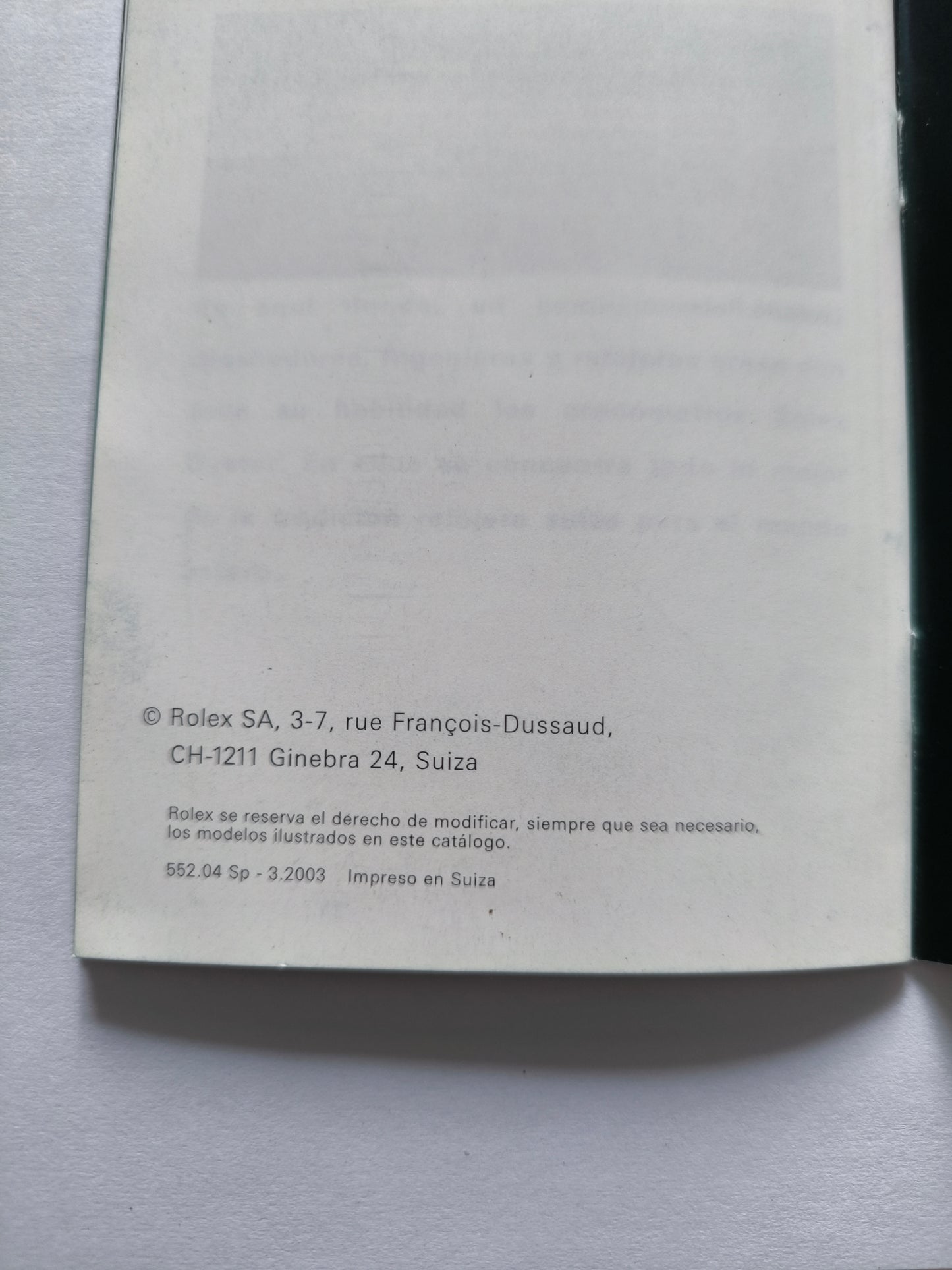 Rolex Datejust booklet 2003