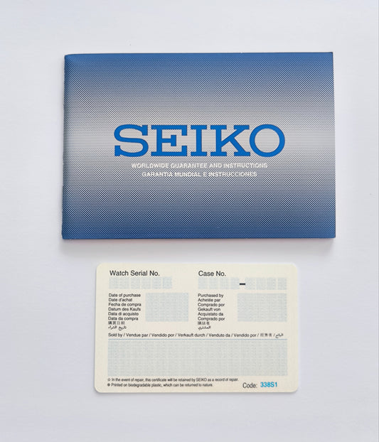Genuine Seiko Warranty Card & Worldwide Guarantee Booklet