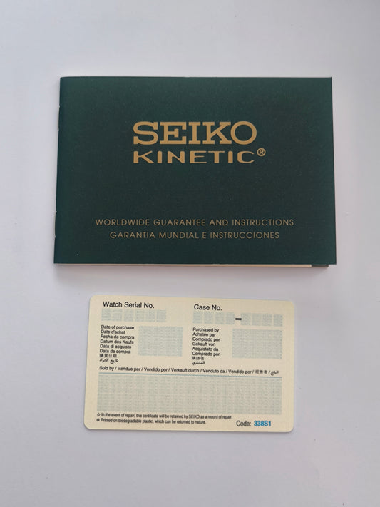 Original Seiko Kinetic Worldwide Guarantee Booklet & Warranty Card