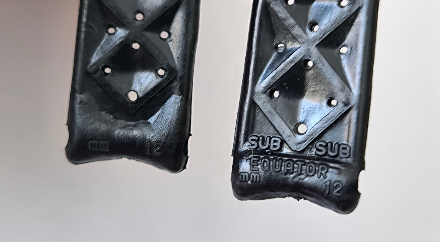 1960-70's SUB EQUATOR 12MM Black Skin Diver Rubber Strap