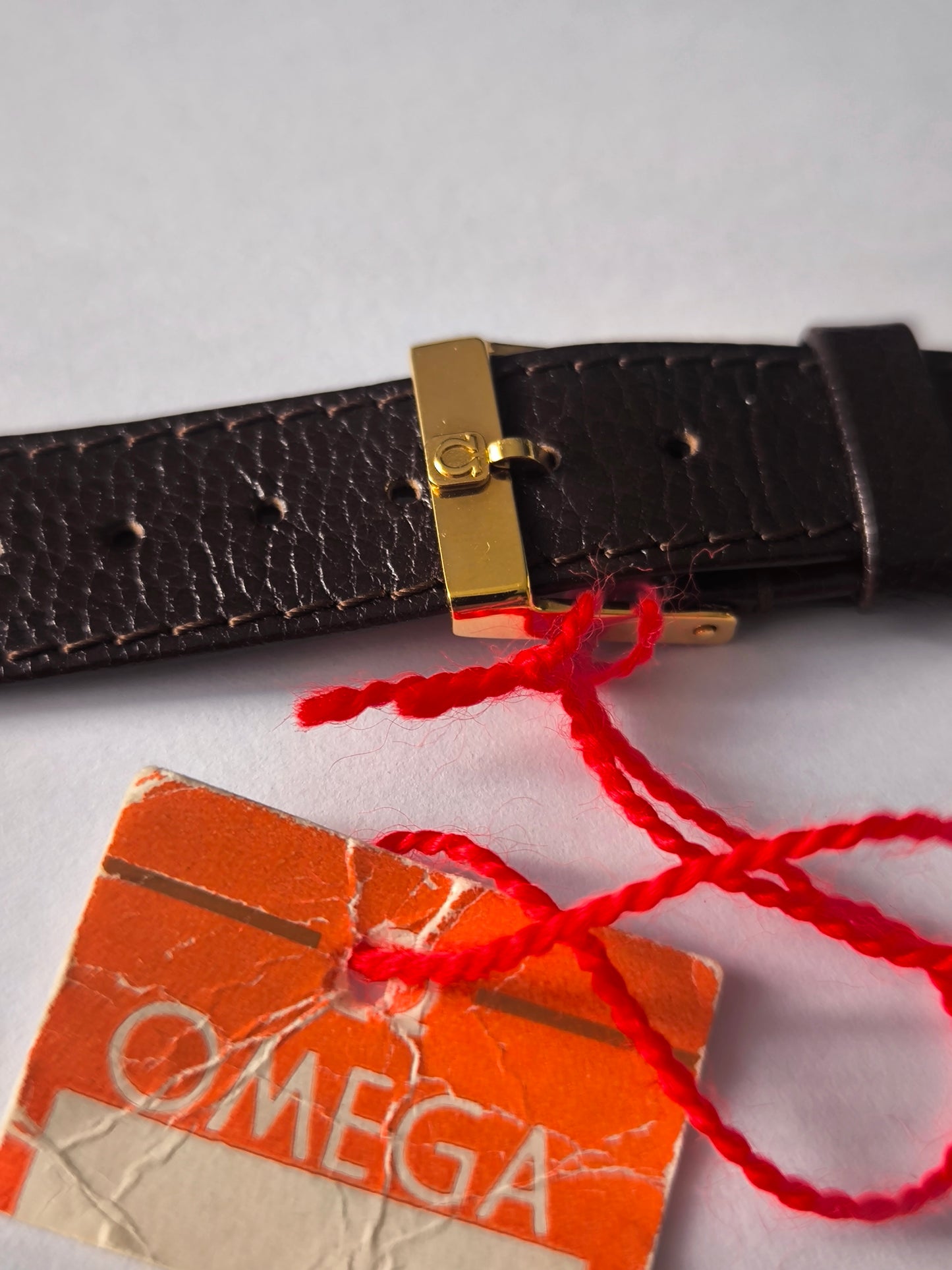 Original Omega Leather Strap – 18mm – Gold Tone Omega Buckle – Swiss Made