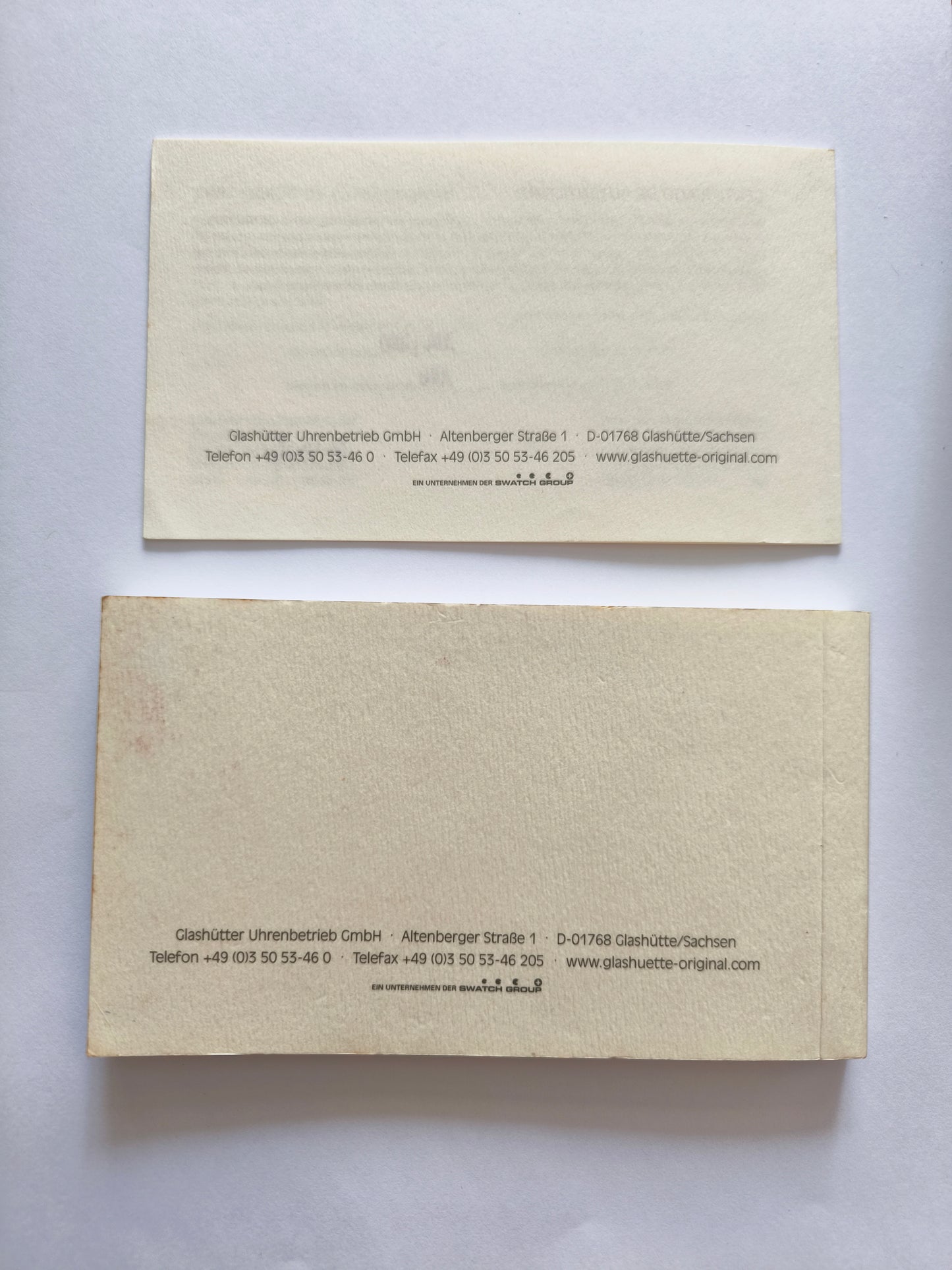 Glashutte Original PanoMaticDate PanoMaticLunar Watch Guarantee Warranty Certificate Card