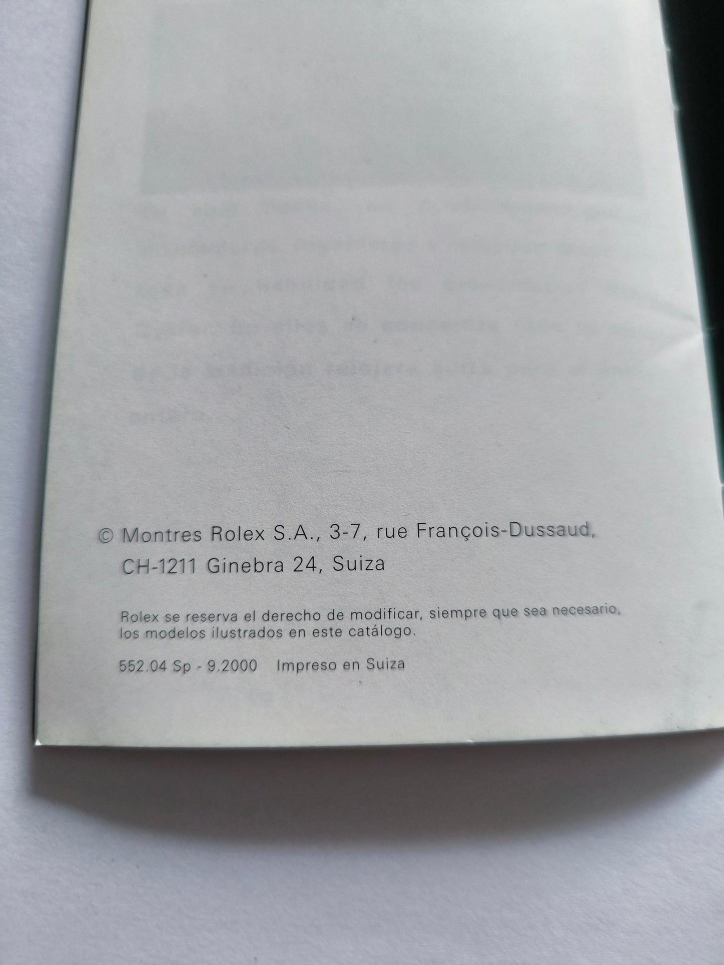 Rolex Datejust booklet 2000