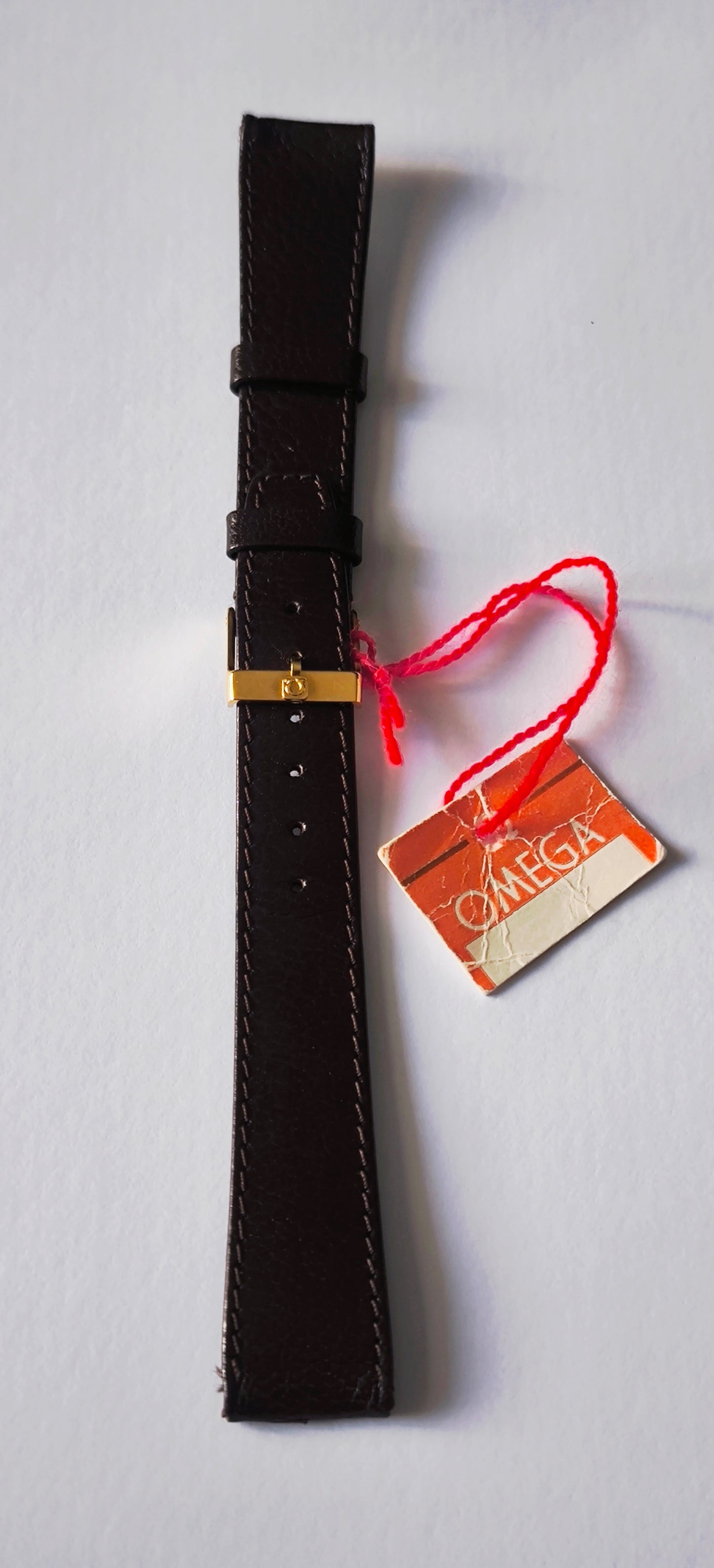 Original Omega Leather Strap – 18mm – Gold Tone Omega Buckle – Swiss Made