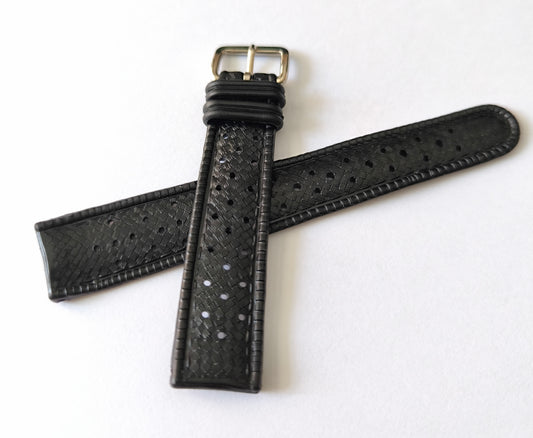 1960-70's SUB EQUATOR 18MM Black Skin Diver Rubber Strap