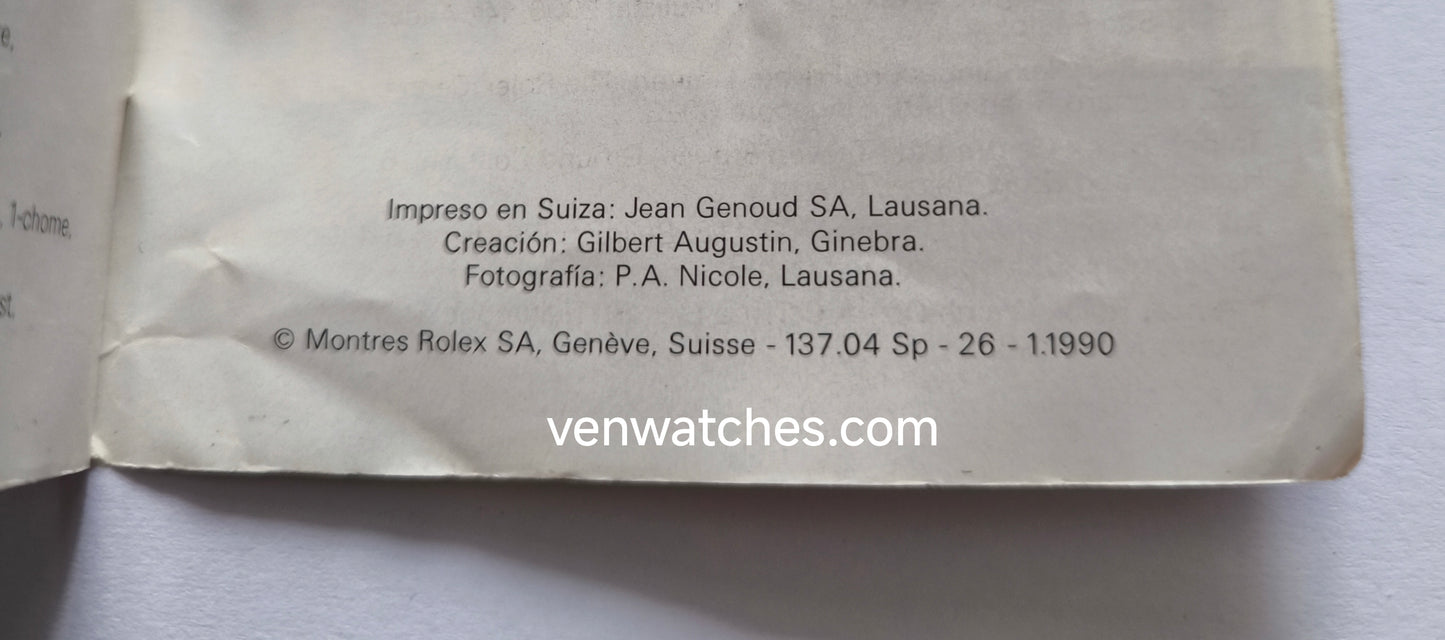 Vintage Rolex Oyster Watch Catalog/Booklet 1990 - Original Collection Guide