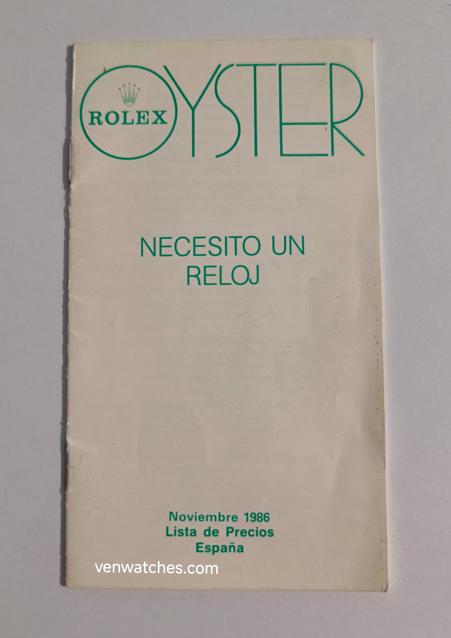 VINTAGE ROLEX PRICE LIST SPAIN 1986