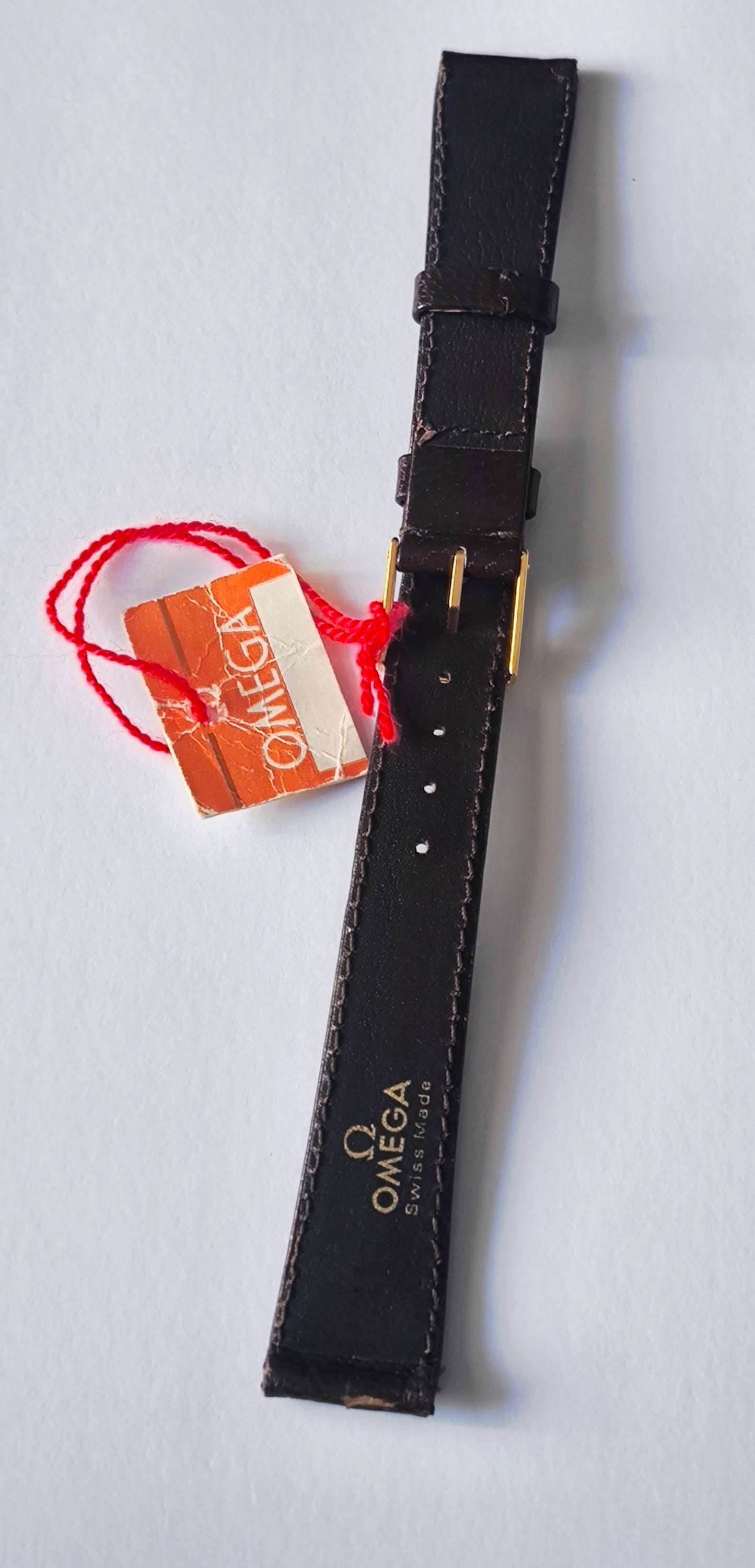 Original Omega Leather Strap – 18mm – Gold Tone Omega Buckle – Swiss Made