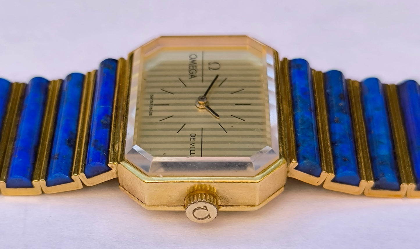 OMEGA 18K Gold Lapis Lazuli  Watch 28mm