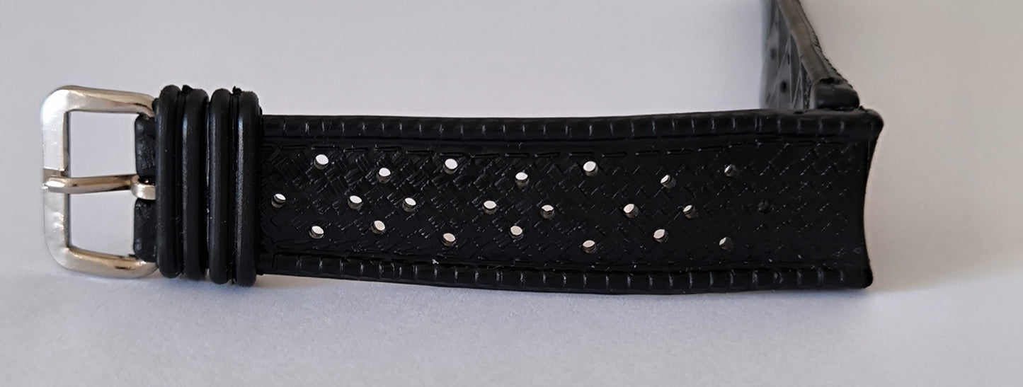 1960-70's SUB EQUATOR 19MM Curved Black Skin Diver Rubber Strap