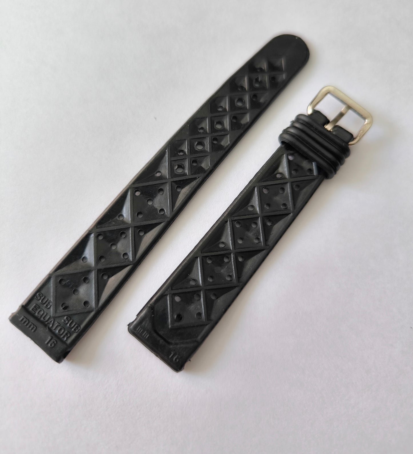 1960-70's SUB EQUATOR 16MM Black Skin Diver Rubber Strap
